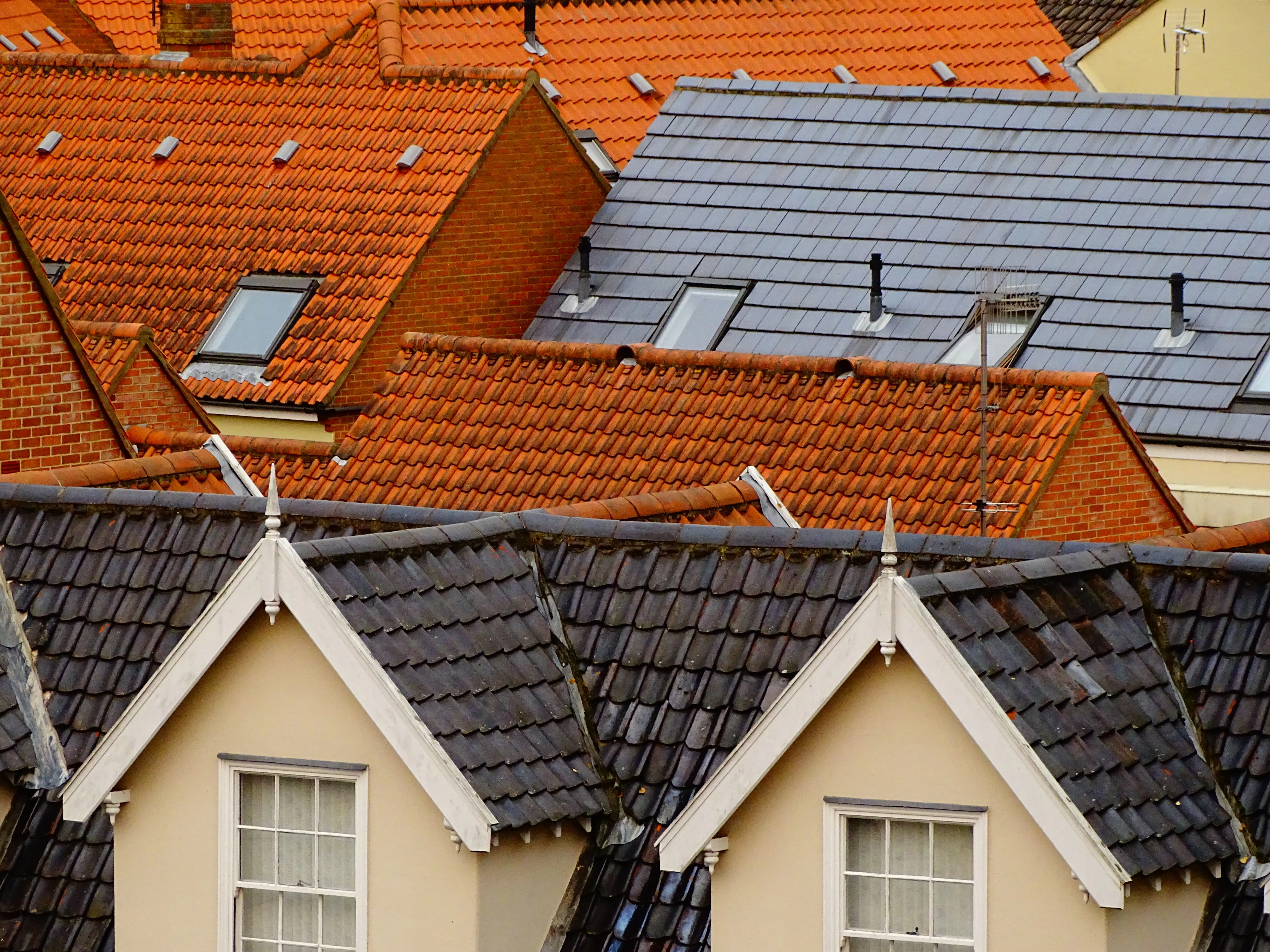 image of different roof types taken from above