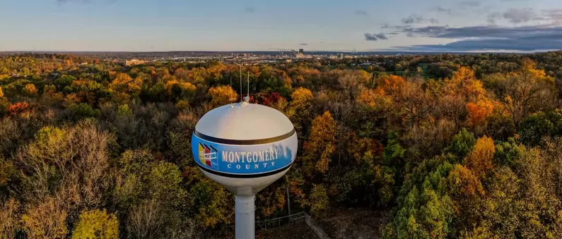 The Montgomery County water tower in Dayton, Ohio
