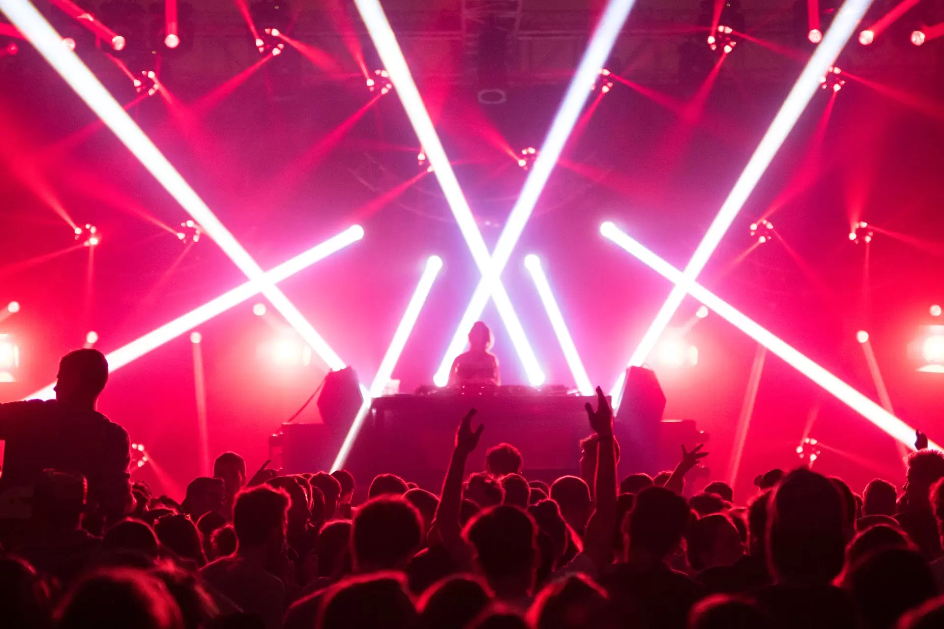 Neon and lasers light up a nightclub in Dallas, Texas