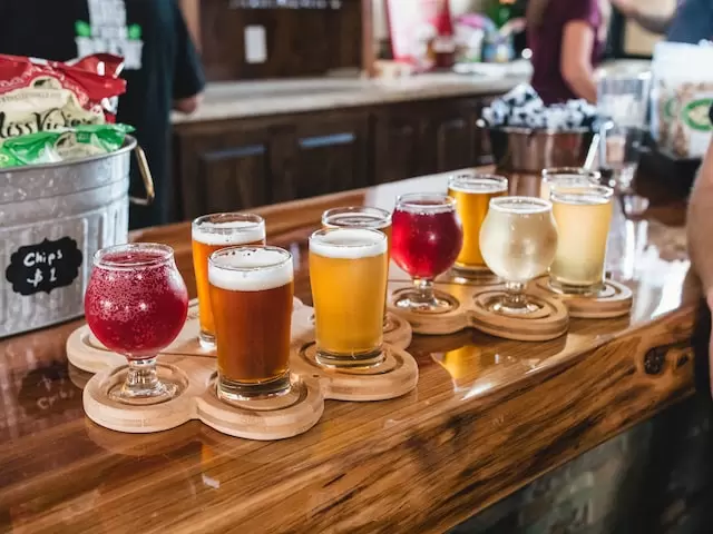 image of assorted beer, cider, and mead at the Pittsburgh PA brewery