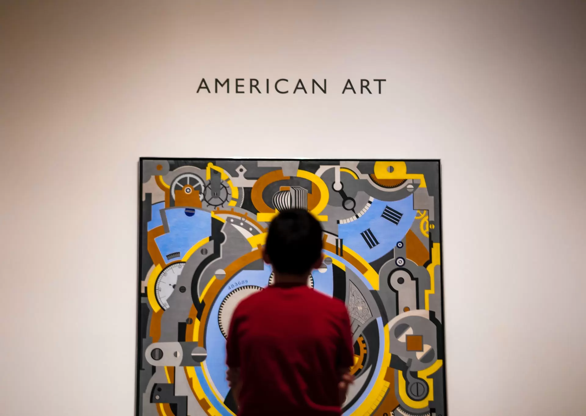 a boy in front of the painting at the Dallas Museum of Art