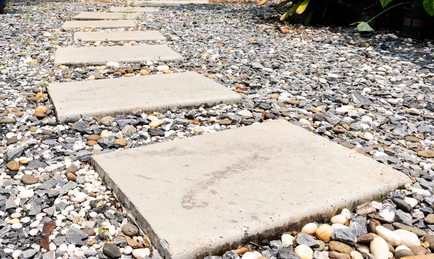 walkway with gravel stone floor
